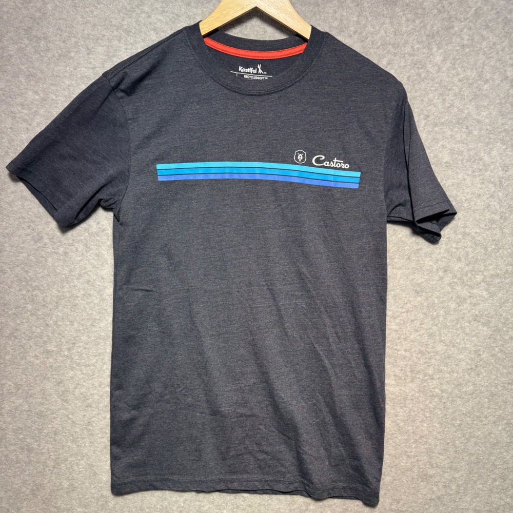 Kastlfel Castoro Graphic T-Shirt Mens‎ Small Blue Stripe RecycledSoft Navy Tee
